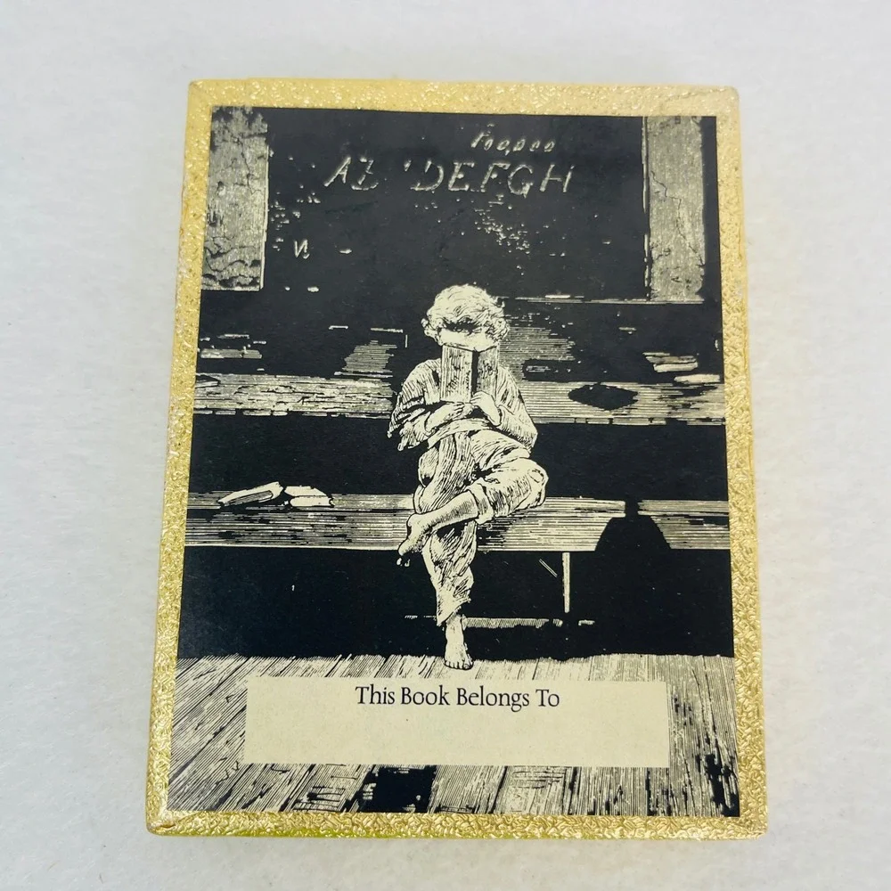 Vintage Antioch Bookplates Child Reading Black White Self Adhesive Labels 1987